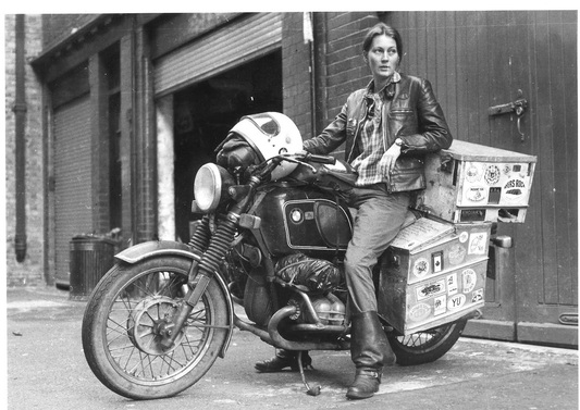 Elspeth Beard (who in 1984, at 24, completed her solo trip around the world on her motorbike). Image from Tomboy Style