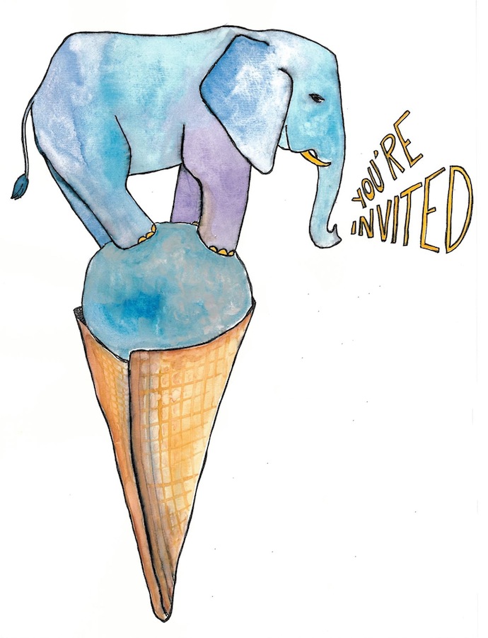 NaomiBulger-ice-cream-elephant-invitation